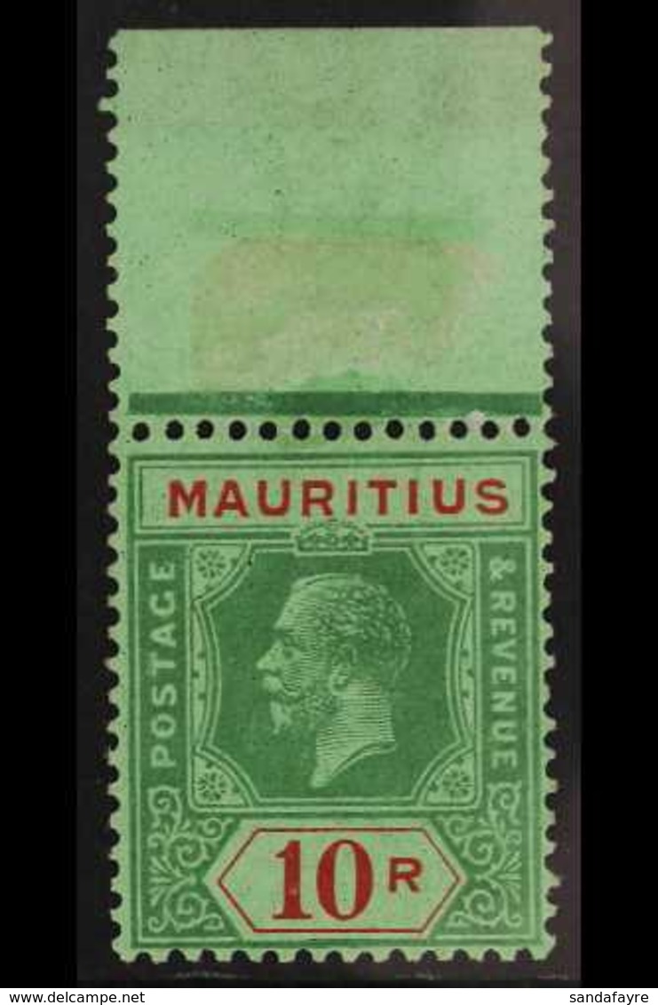 1921 10r Green And Red On Emerald, Wmk Script, SG 241, Very Fine Never Hinged Mint. For More Images, Please Visit Http:/ - Mauritius (...-1967)