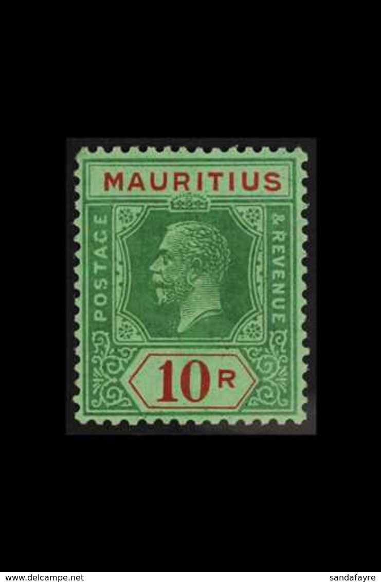 1921 10r Green And Red On Emerald, Wmk Script, SG 241, Very Fine Mint. For More Images, Please Visit Http://www.sandafay - Mauritius (...-1967)