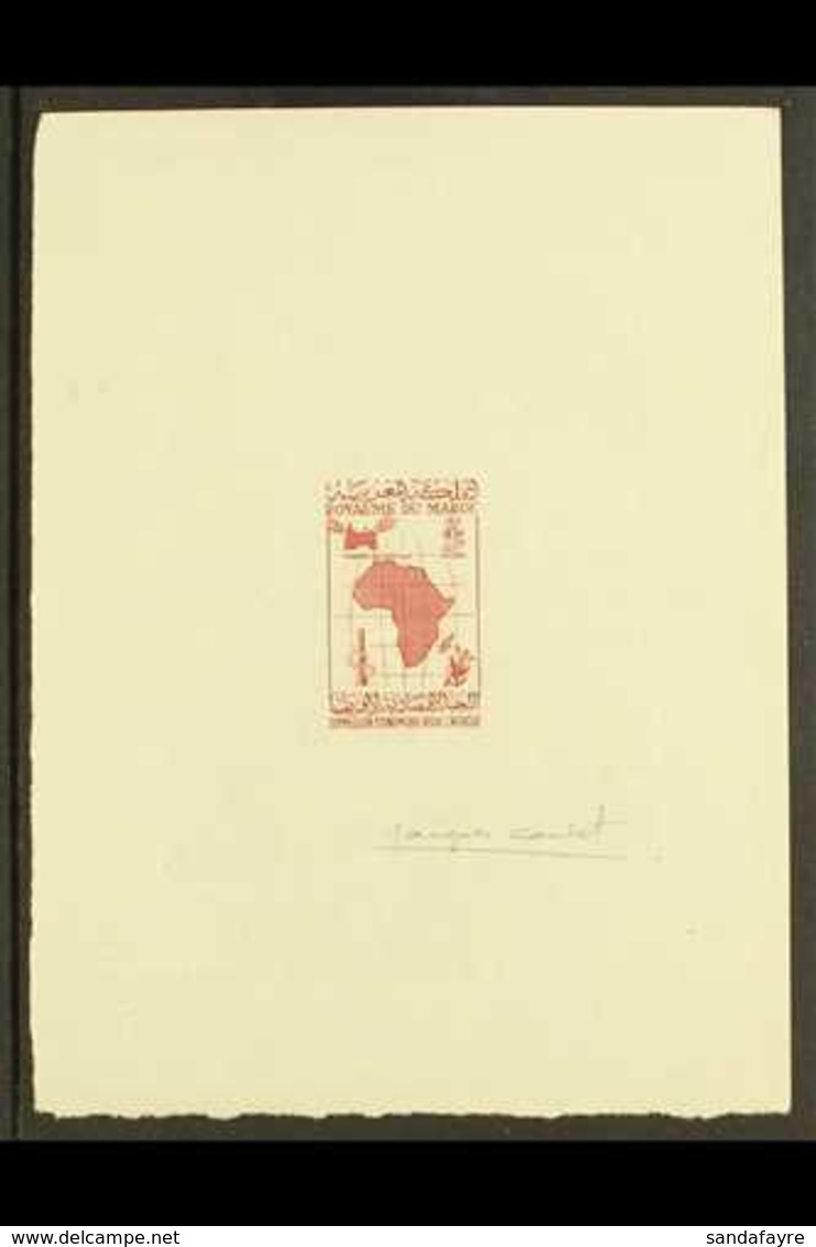 MAPS Morocco 1960 IMPERF DIE PROOF For The 45f African Commission Issue (Yvert 396) Showing Full Map Of African Continen - Altri & Non Classificati