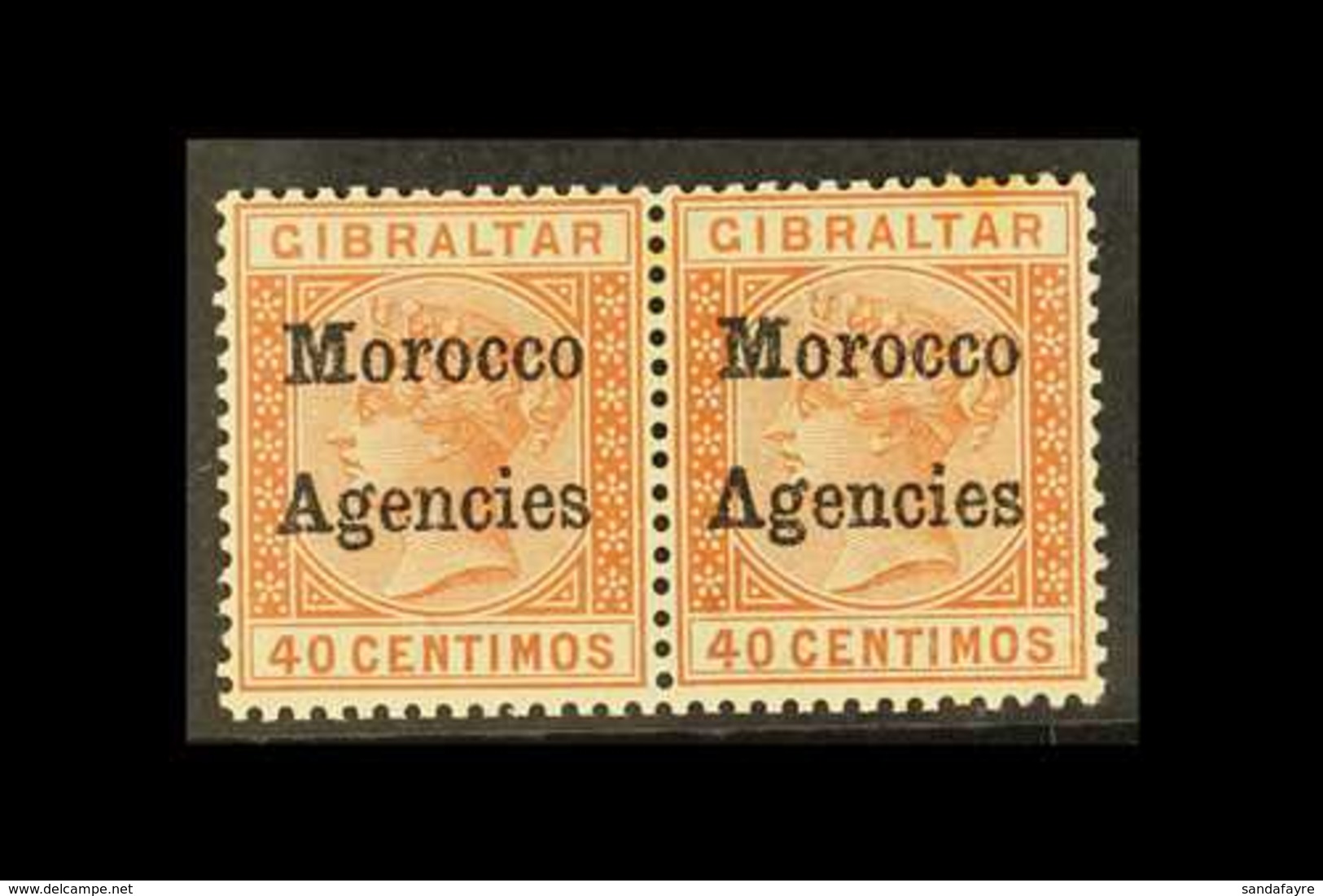 GIBRALTAR ISSUES OVERPRINTED 1898 40c Orange Brown Variety "inverted V For A", In Mint Pair With Normal, SG 5 + 5a, Tone - Other & Unclassified