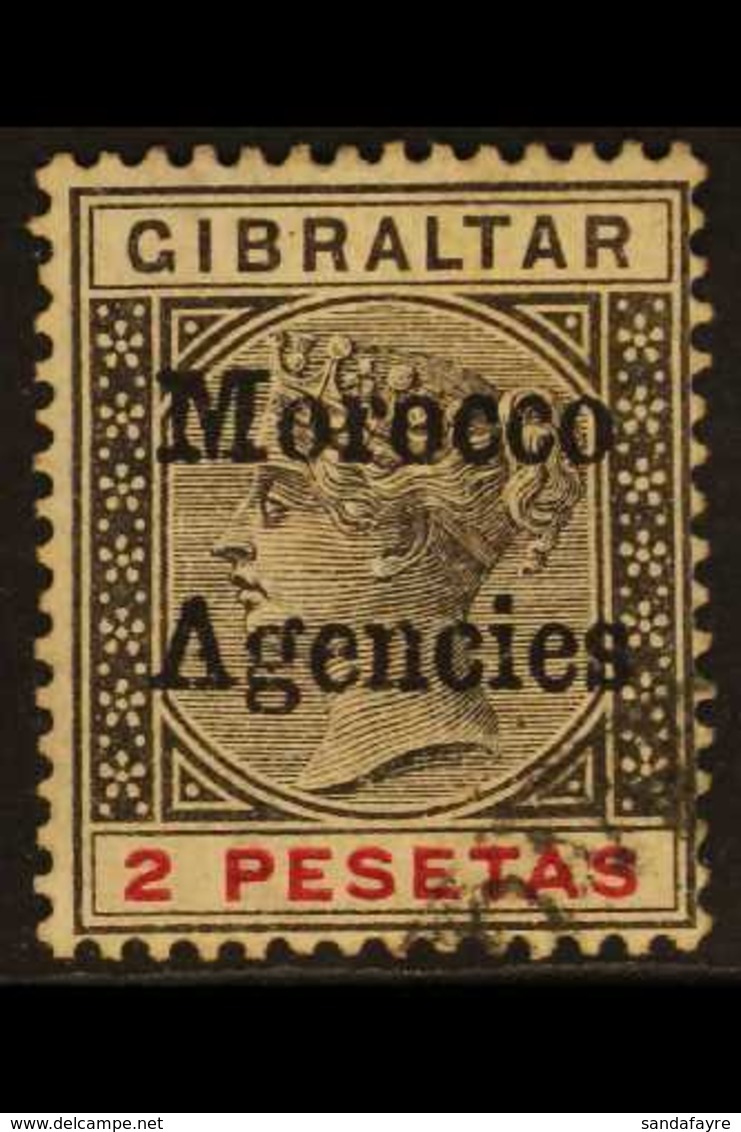 GIBRALTAR ISSUES OVERPRINTED 1898-2000 2p Black And Carmine With Inverted "V" For "A", SG 8a, Fine Used. For More Images - Altri & Non Classificati