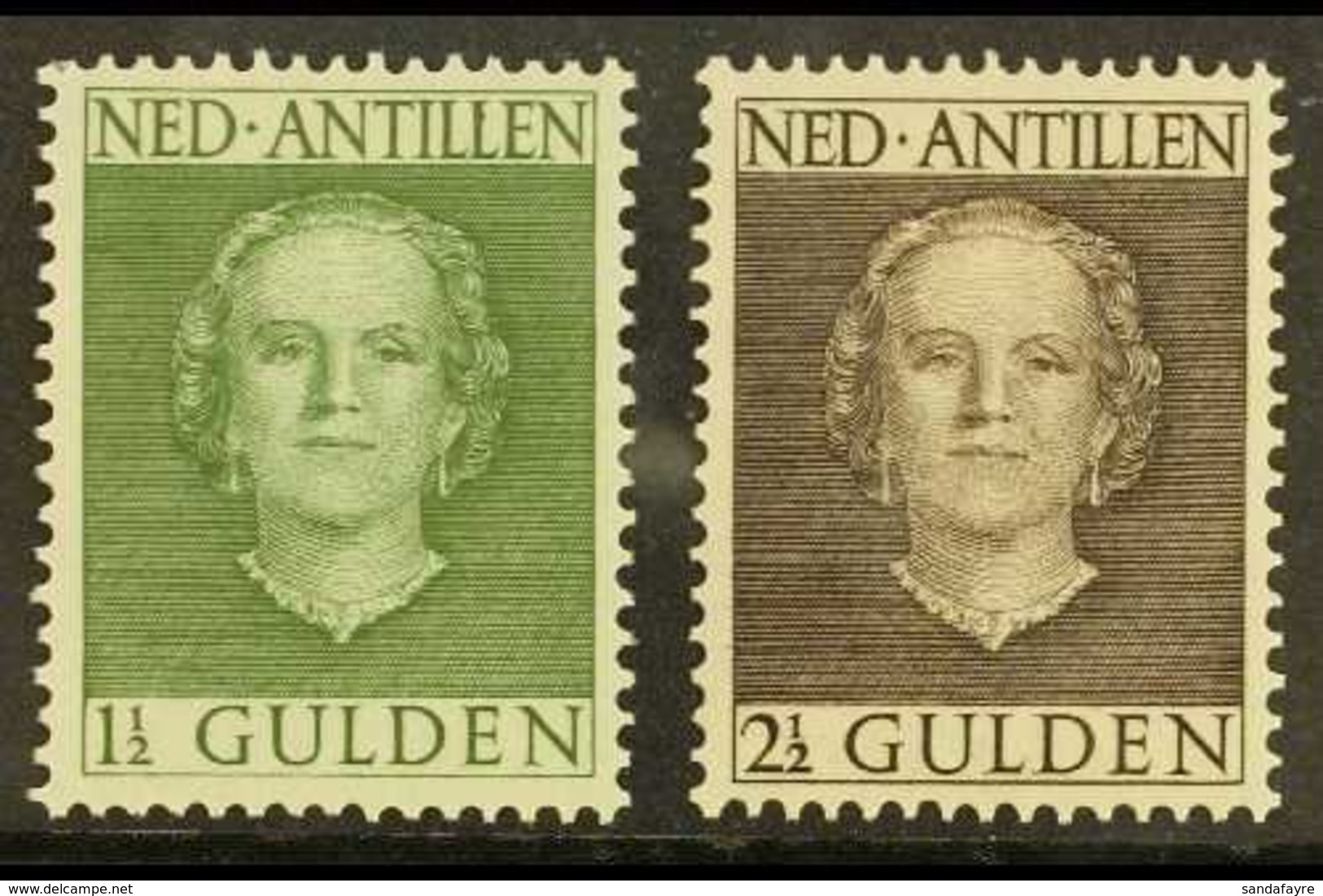 ANTILLES 1950-79 1½g Grey Green & 2½g Sepia  Perf 12½ X 12, SG 321/22, Very Fine Mint (2 Stamps) For More Images, Please - Other & Unclassified