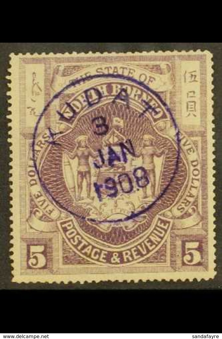 1894 $5 Dull Purple, SG 85b, Very Fine Used With Violet KUDAT Cds Cancellation. For More Images, Please Visit Http://www - Borneo Del Nord (...-1963)