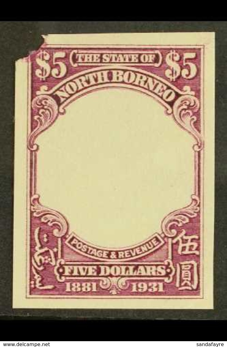 1931 $5 50th Anniv, As SG 302, Imperf Proof, Frame Only Without Vignette, In Issued Colour On Ungummed Paper, Security P - Nordborneo (...-1963)