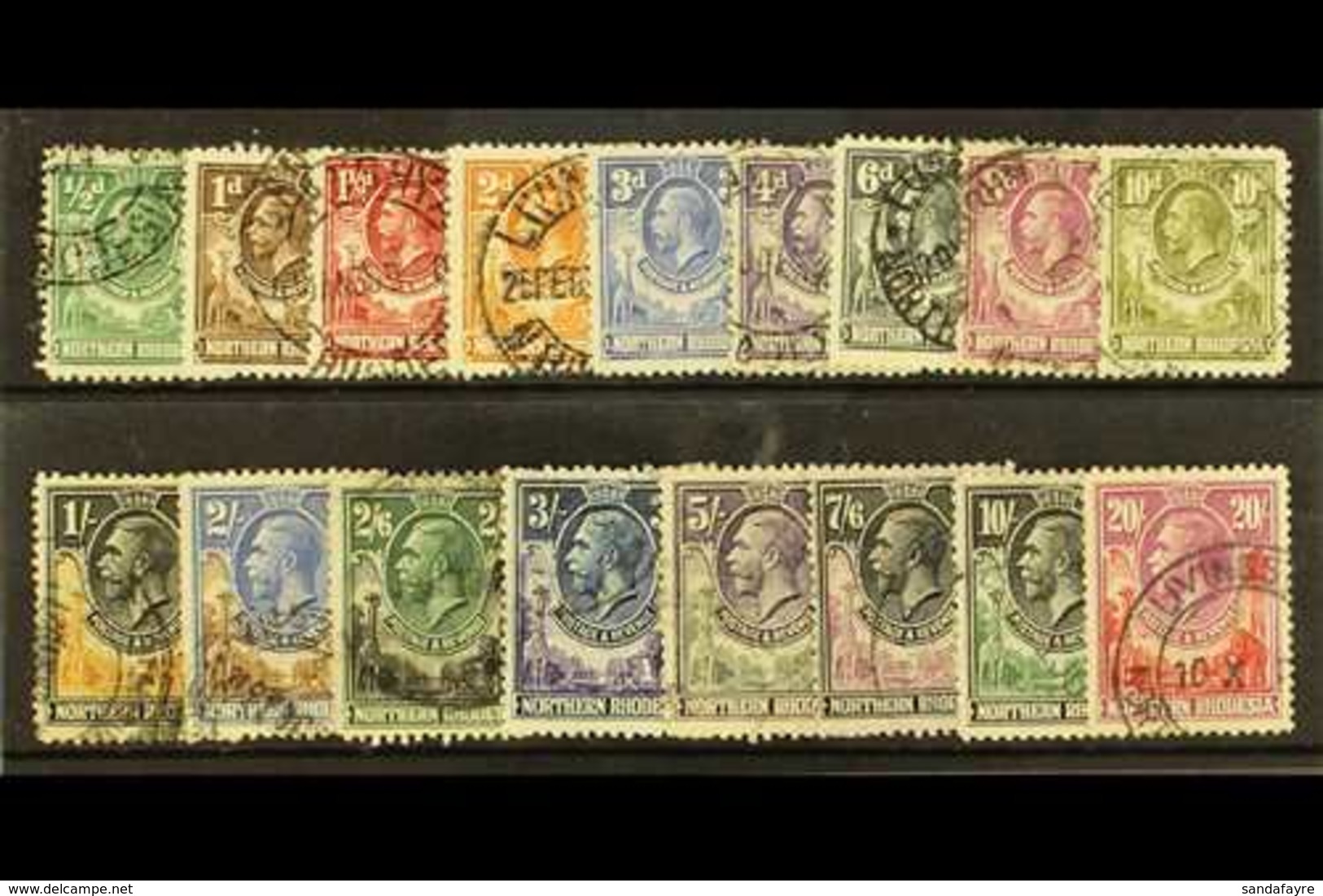 1925-29 Complete Set, SG 1/17, Cds Used, The 1s 6d With A Thin, 7s6d Cleaned Fiscal Cancel, 20s Light Crease. (17) For M - Northern Rhodesia (...-1963)