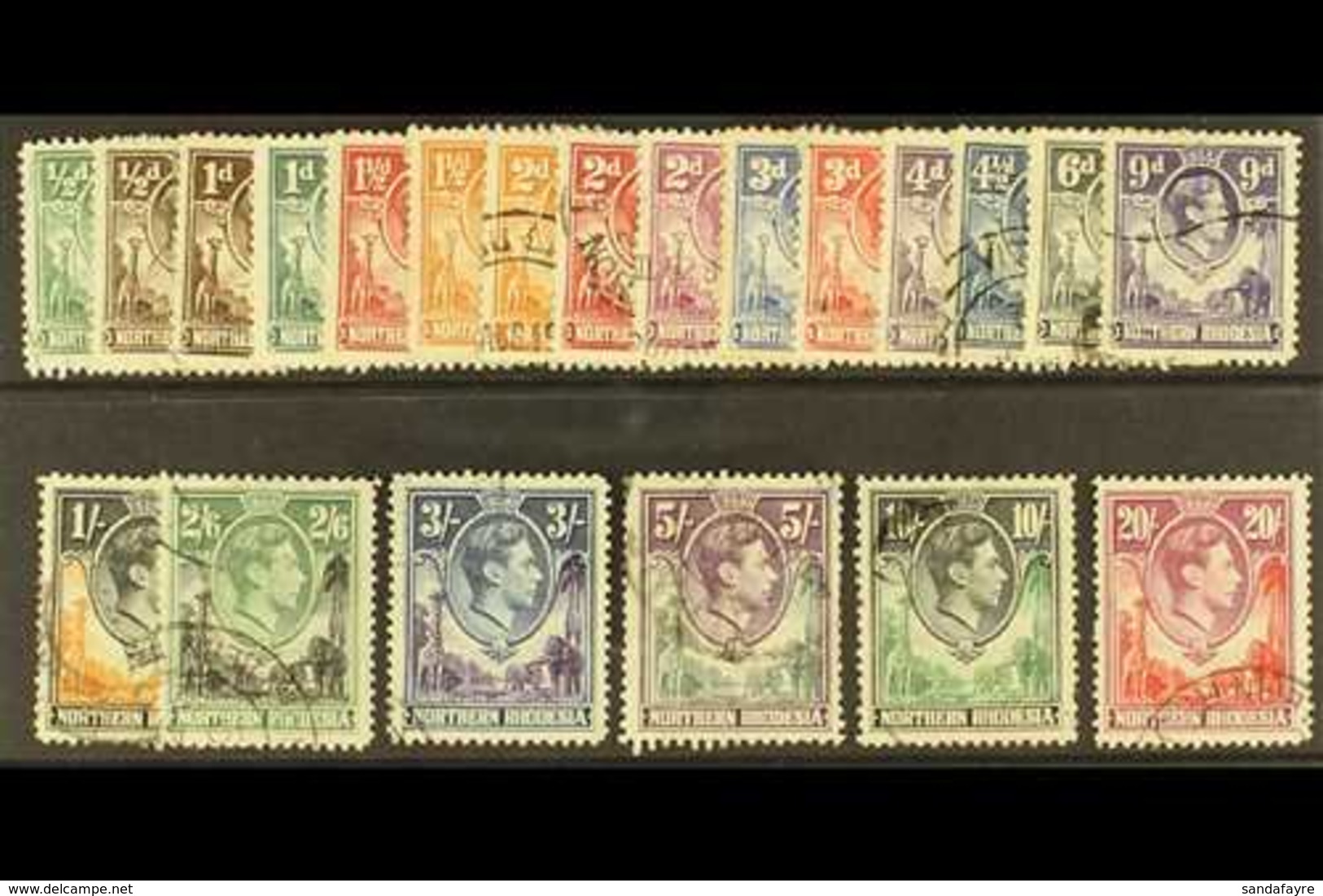 1938-52 Complete Definitive Set, SG 25/45, Fine Used. (21 Stamps) For More Images, Please Visit Http://www.sandafayre.co - Northern Rhodesia (...-1963)
