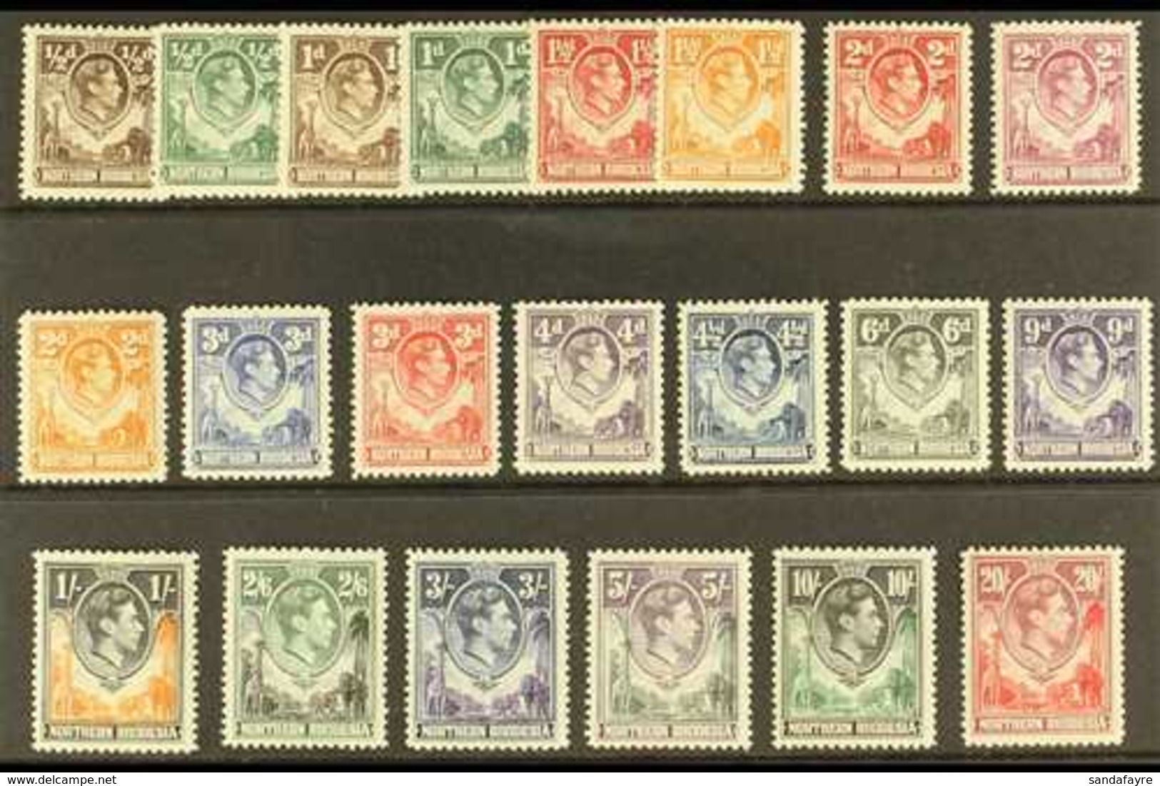 1938-52 Complete Definitive Set, SG 25/45, Fine Mint, All Stamps Except The 2d Yellow Brown Are NEVER HINGED MINT. (21 S - Northern Rhodesia (...-1963)