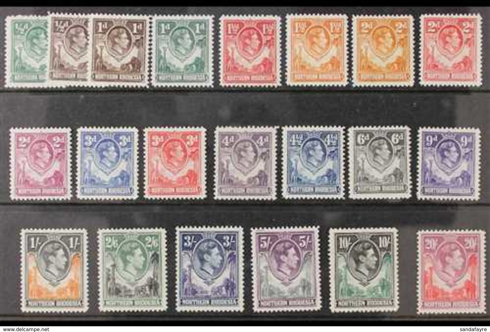 1938-52 Complete Definitive Set, SG 25/45, Very Fine Mint. (21 Stamps) For More Images, Please Visit Http://www.sandafay - Northern Rhodesia (...-1963)