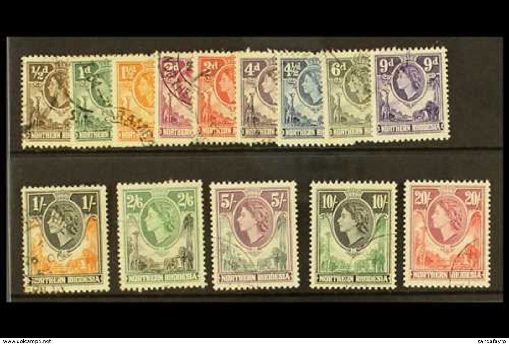 1953 Complete Definitive Set, SG 61/74, Fine Cds Used. (14) For More Images, Please Visit Http://www.sandafayre.com/item - Northern Rhodesia (...-1963)