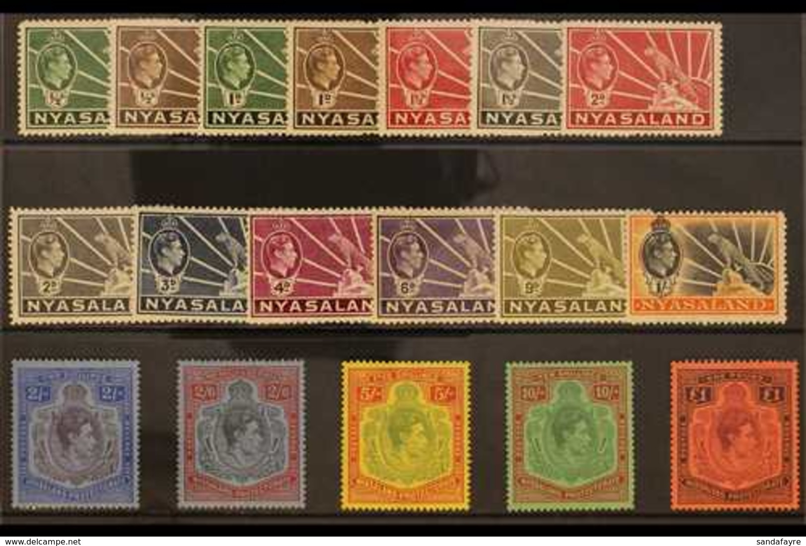 1938-44 KGVI "Symbol & Key Plate" Complete Set, SG 130/43, Very Fine Mint (18 Stamps) For More Images, Please Visit Http - Nyassaland (1907-1953)