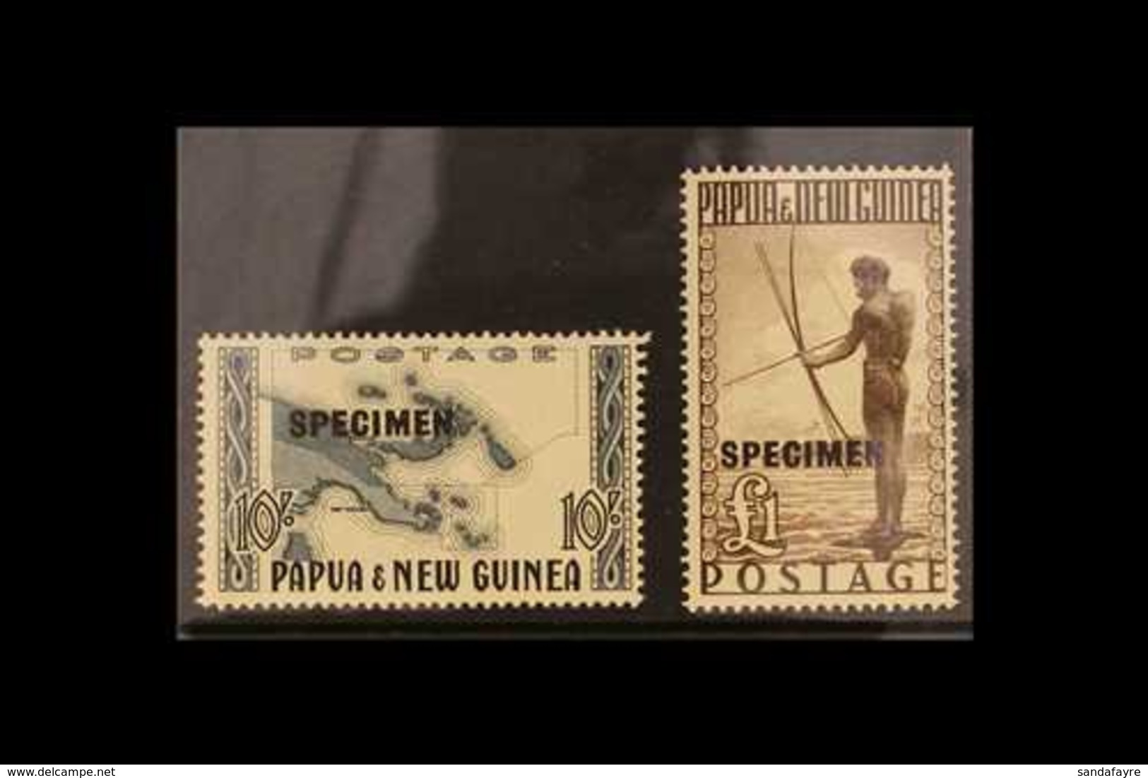 1952 10s Blue-black And £1 Deep Brown Overprinted "SPECIMEN", SG 14s/15s, For More Images, Please Visit Http://www.sanda - Papua New Guinea