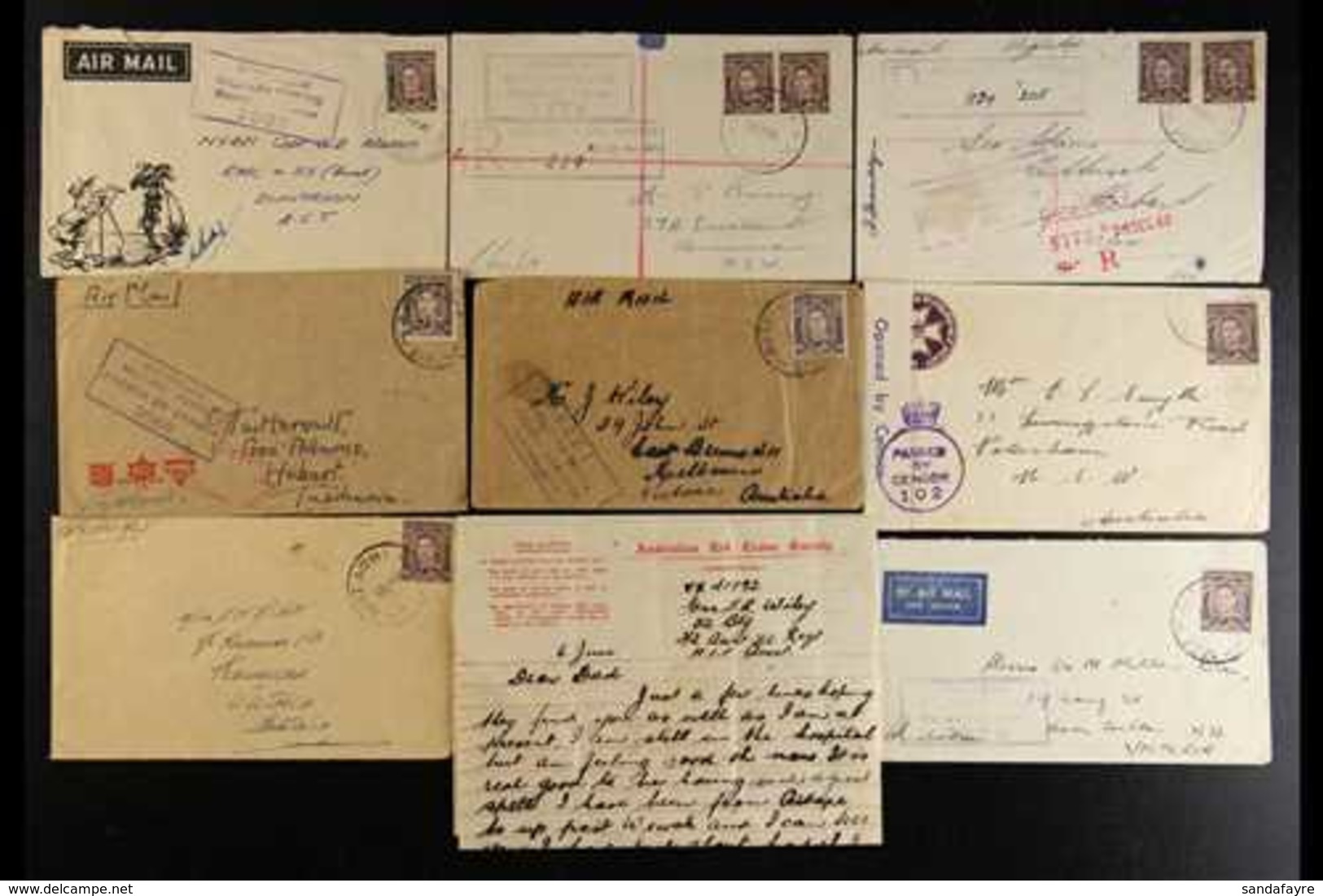 WORLD WAR II - AUSTRALIAN ARMY COVERS Fine Collection Of Covers To Australia, Bearing Australia KGVI Stamps Tied By Clea - Papua Nuova Guinea