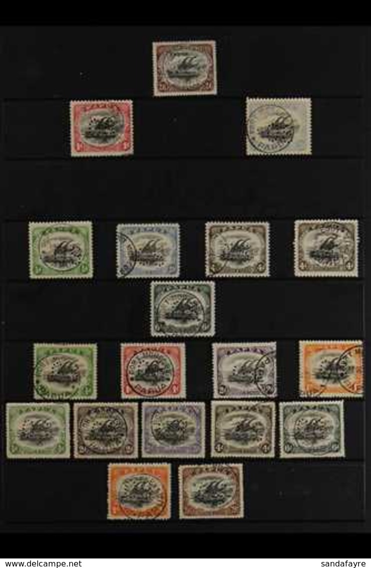 OFFICIALS An Attractive Collection Of Fine Used "OS" Perfins Including 1908 2s 6d Black And Brown (SG O1), 1908 Wmk Side - Papua Nuova Guinea