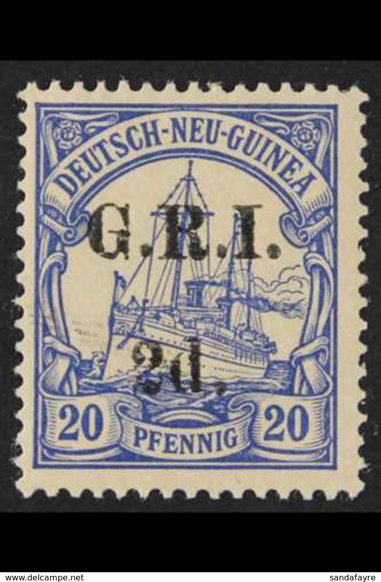 1914-15 German New Guinea Surcharged 2d On 20pf Ultramarine, SG 19, Never Hinged Mint. For More Images, Please Visit Htt - Papua Nuova Guinea