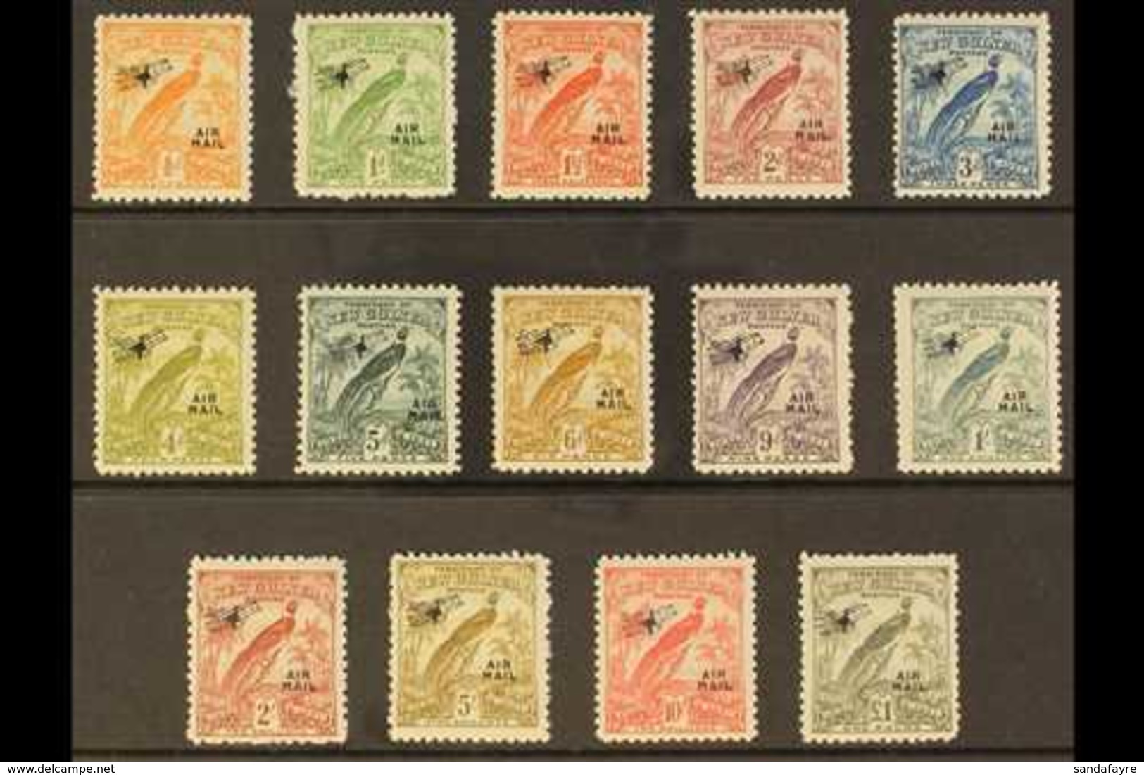 1931 (Aug) Air Overprints On Bird Of Paradise Complete Set, SG 163/76, Fine Mint, Very Fresh. (14 Stamps) For More Image - Papua-Neuguinea