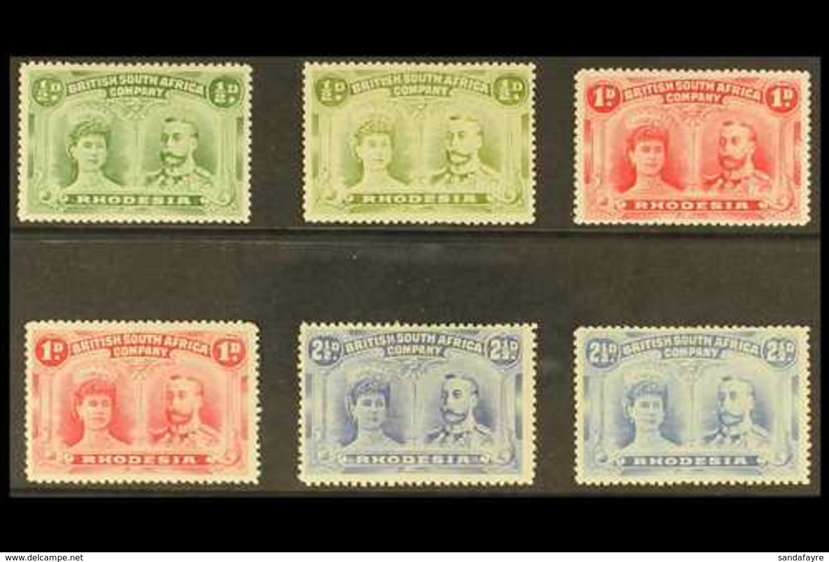 1910-13 Monocolour Double Heads Group, Incl. ½d Yellow-green, Olive-green, 1d Bright Carmine, Rose-red, 2½d Bright Ultra - Other & Unclassified