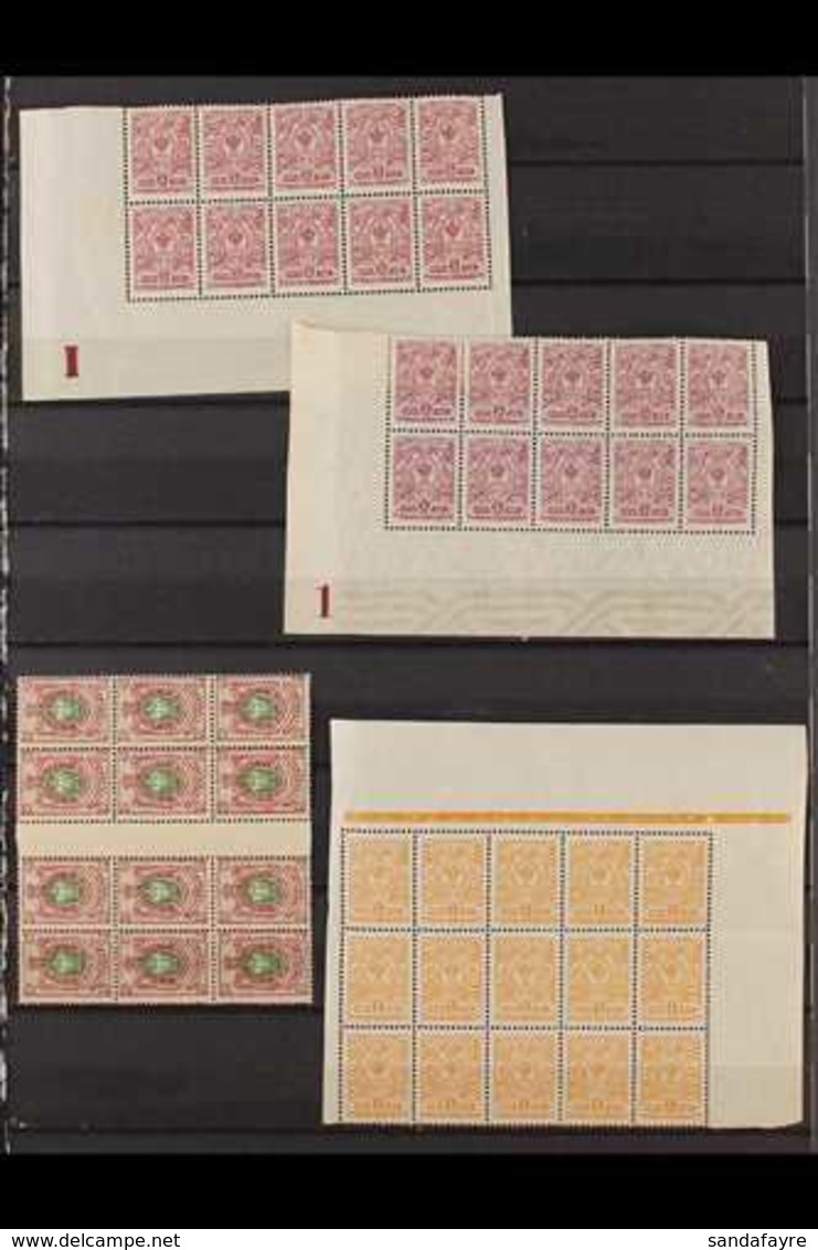 1908-1917 LARGE MULTIPLES. An Interesting Assembly Of Never Hinged Mint BLOCKS On Stock Pages, Include 5k Plate Number " - Other & Unclassified