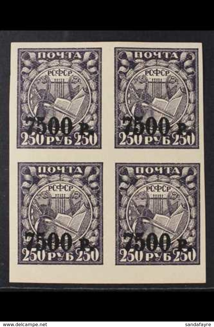 1922 7500r On 250r Slate-purple With Unissued HORIZONTAL SURCHARGE Variety, Michel IVx (see Note After SG255), Very Fine - Other & Unclassified