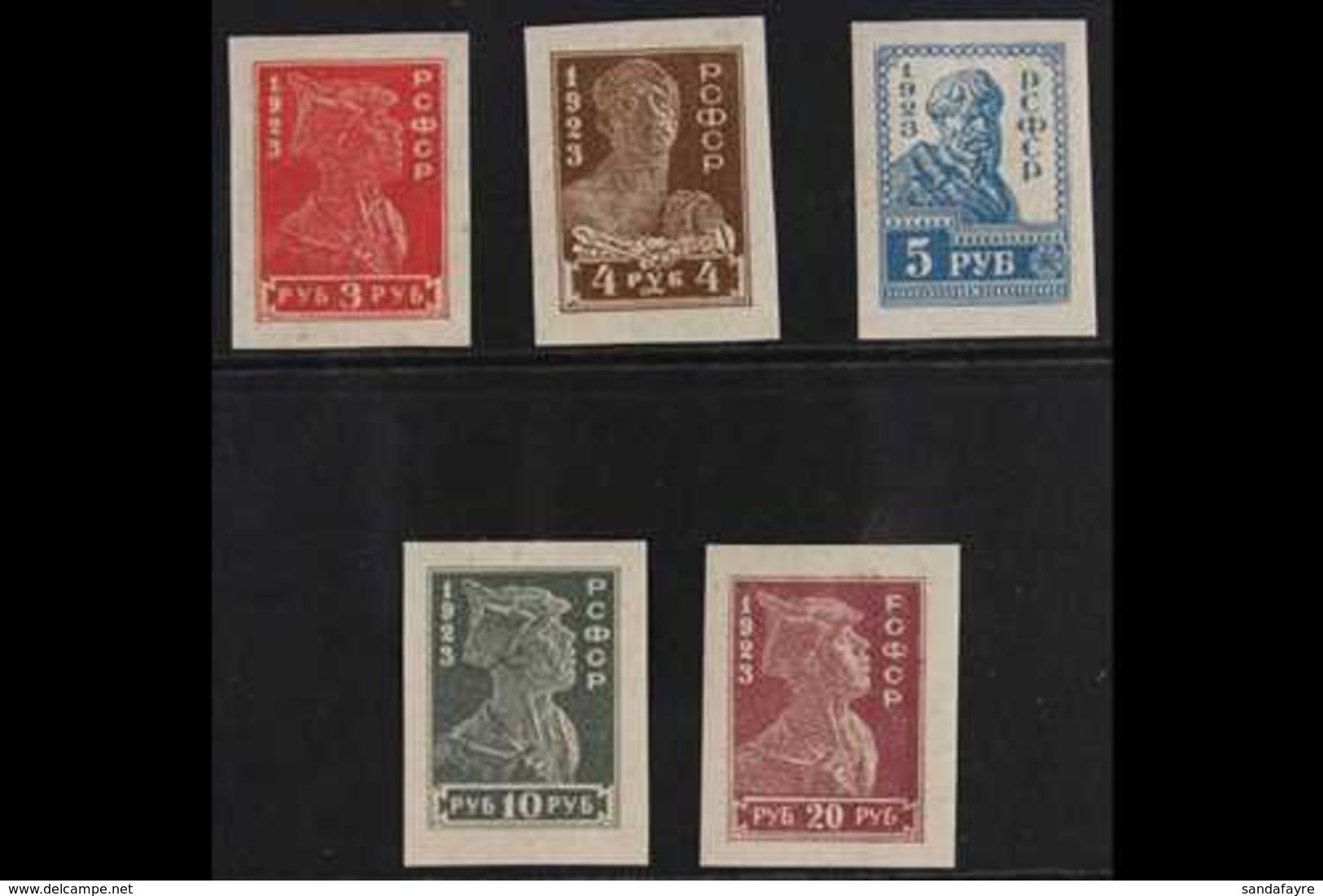 1923 Workers & Soldier Complete IMPERF Set (Michel 215/19 B, SG 320a/24a, Scott 238a/41c), Very Fine Mint, Very Fresh &  - Altri & Non Classificati