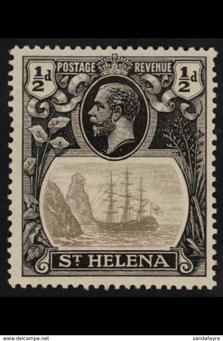 1922-37 ½d Grey-black And Black With "CLEFT ROCK" Variety, SG 97c, Very Fine Mint. For More Images, Please Visit Http:// - St. Helena