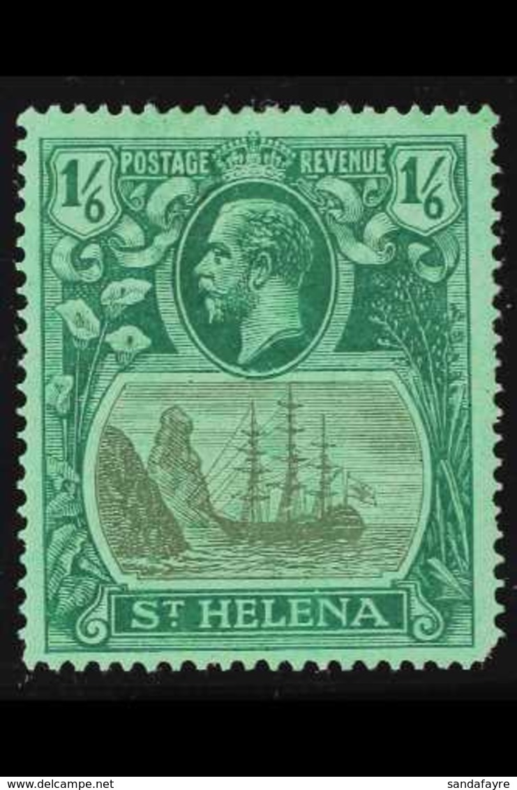 1922-37 VARIETY 1s6d Grey & Green/green, Variety "BROKEN MAINMAST", SG 107a, Mint With Comer Perf Fault. Cat £475 For Mo - St. Helena