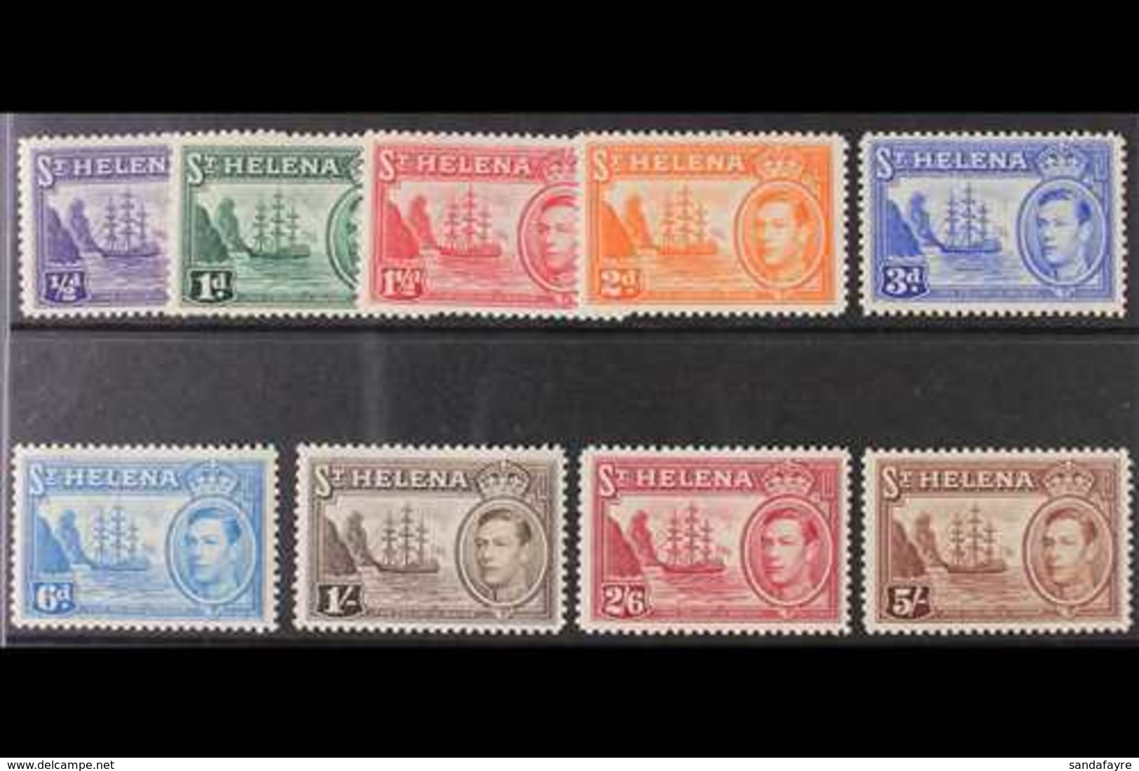 1938 KGVI Definitives Original Set To 5s (SG 131/39) Including The Scarce 3d Ultramarine, Never Hinged Mint. (9 Stamps)  - St. Helena