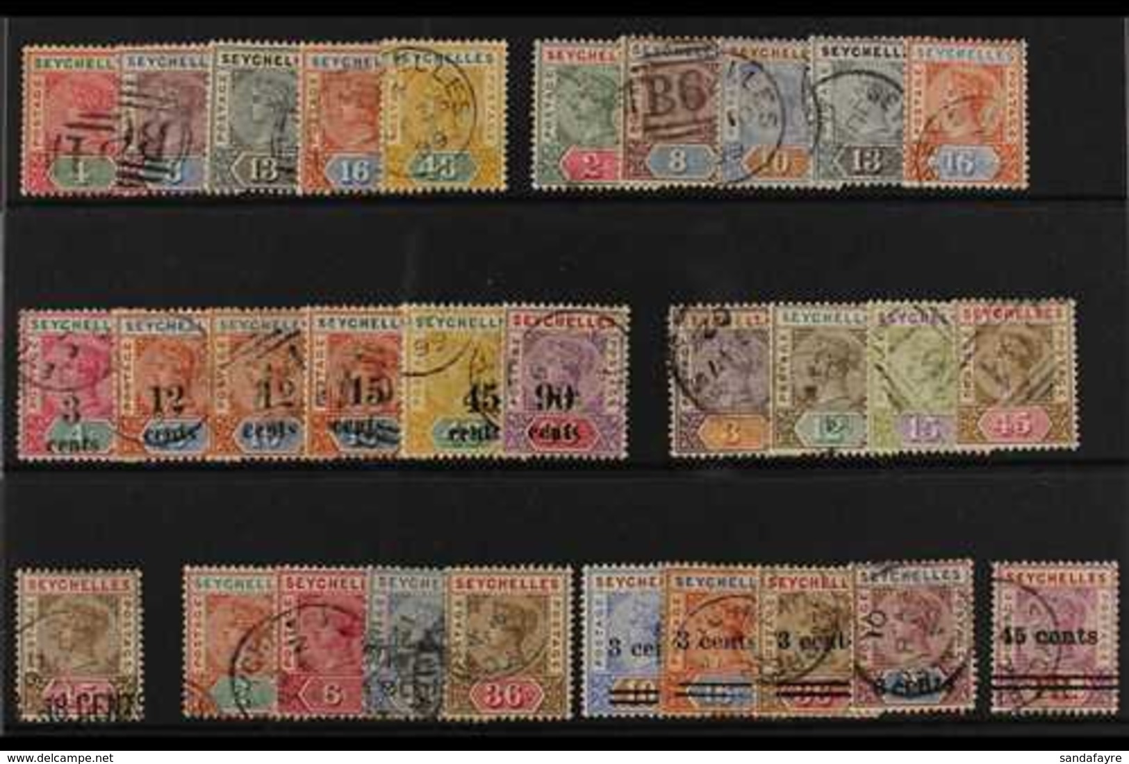 1890-1902 FINE USED QUEEN VICTORIA COLLECTION. An Attractive Collection Presented On A Stock Card That Includes 1890-92  - Seychellen (...-1976)