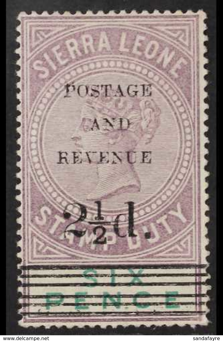 1897 2½d On 6d Dull Purple And Green, SG 61, Very Fine Mint, Gum Bend. For More Images, Please Visit Http://www.sandafay - Sierra Leone (...-1960)