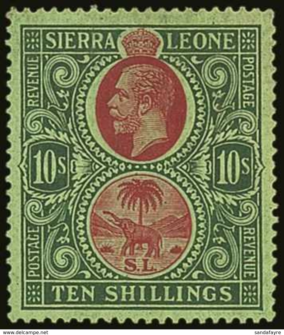 1921-27 10s Red & Green/green, Wmk Mult Script CA, SG 142, Very Fine Mint For More Images, Please Visit Http://www.sanda - Sierra Leone (...-1960)