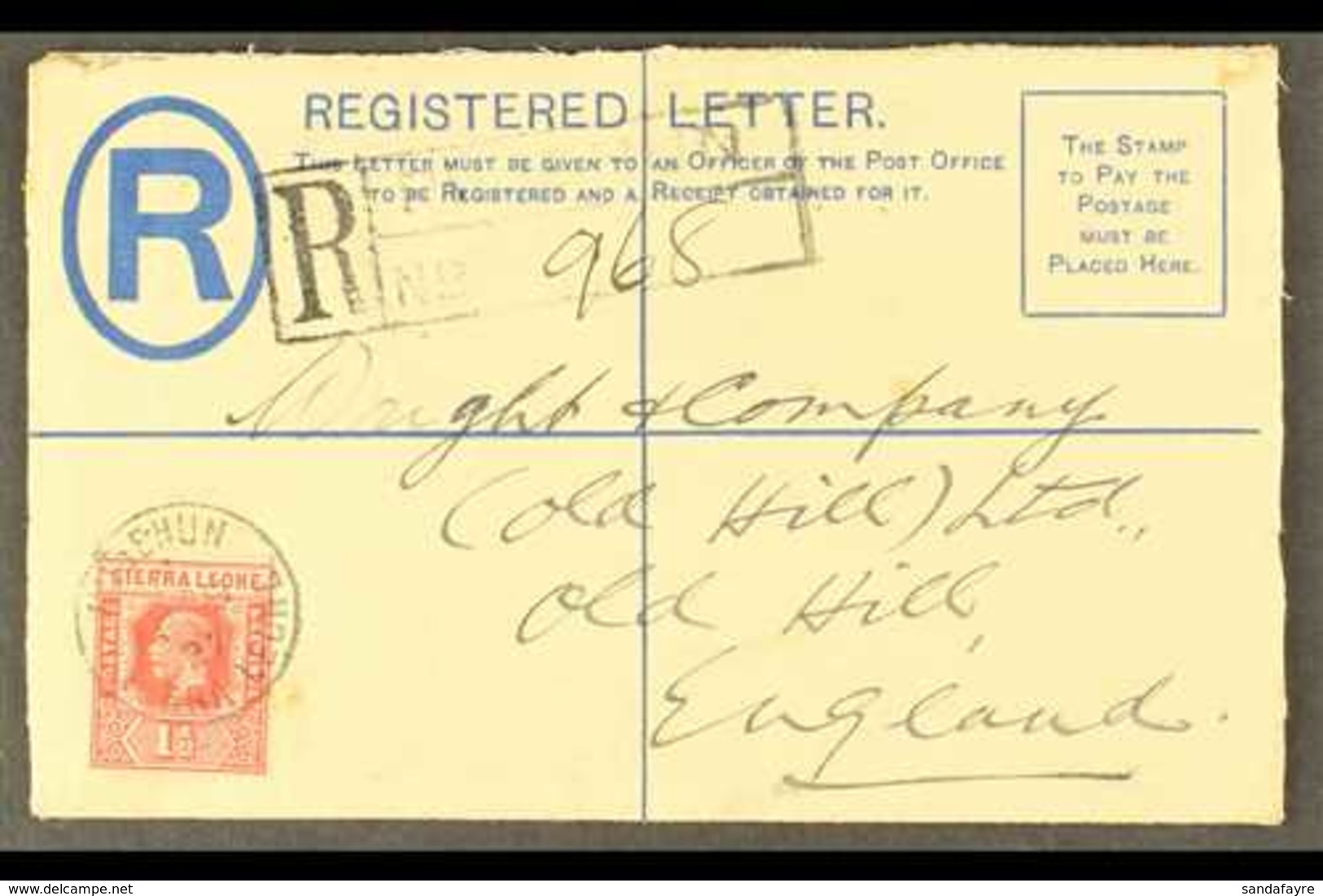 1927 (April) 3d Registered Envelope (opened Out For Display) With Additional 1½d, Pujehun To England, Attractive. For Mo - Sierra Leone (...-1960)