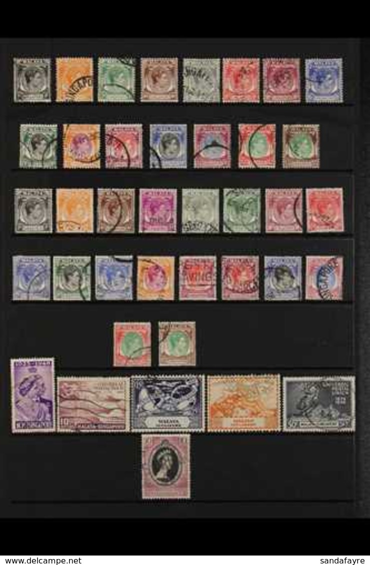 1948-91 USED COLLECTION A Most Useful, Used Collection Collection That Includes Both KGVI Perf Sets, 1955-59 Pictorial S - Singapur (...-1959)