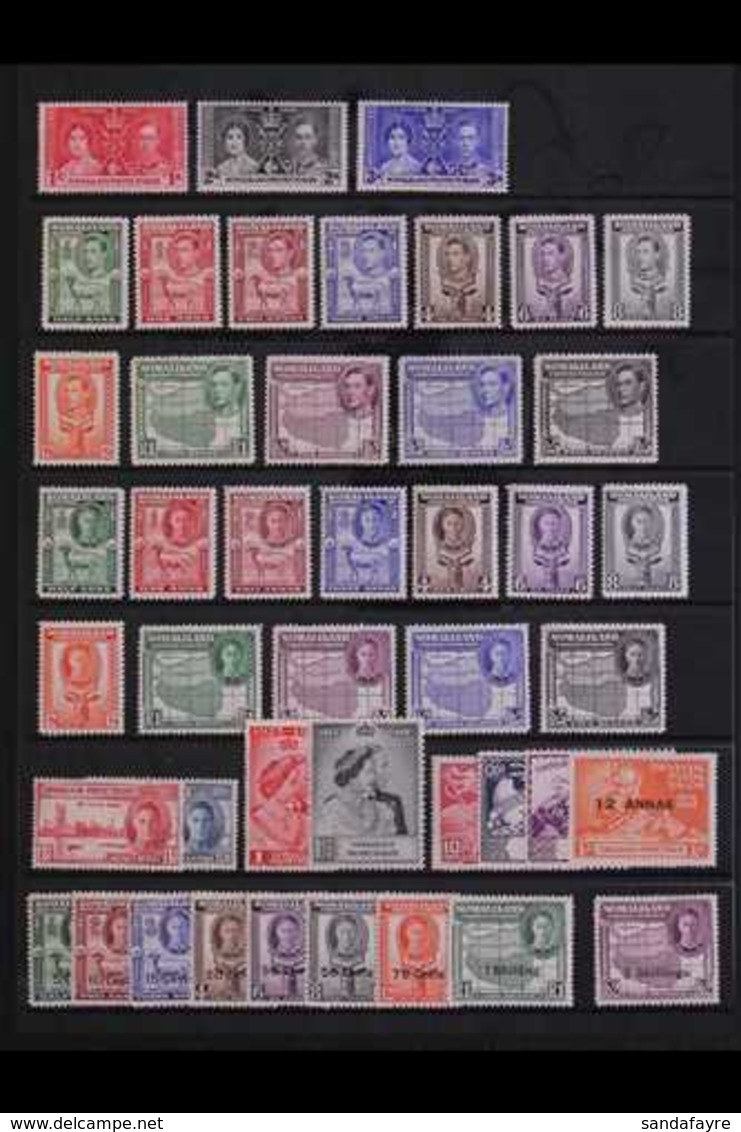 1937-51 HIGHLY COMPLETE MINT COLLECTION Presented On A Stock Page, Coronation To 1951 New Currency 2s On 2r, SG 90/133,  - Somaliland (Herrschaft ...-1959)
