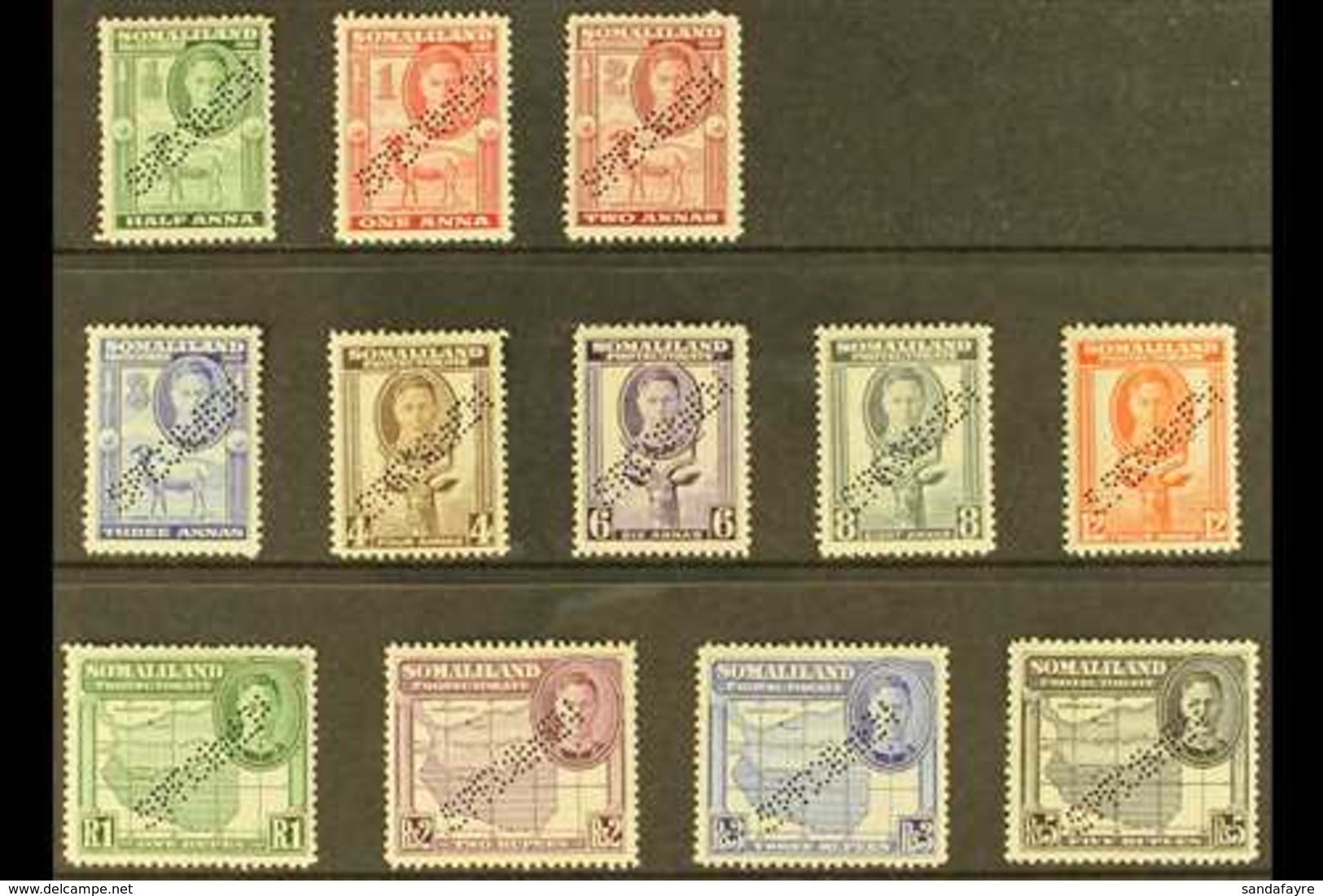 1942 KGVI Definitive Perforated "Specimen" Set Complete, SG 105s/15s, Very Fine Mint. (12 Stamps) For More Images, Pleas - Somaliland (Protectorat ...-1959)