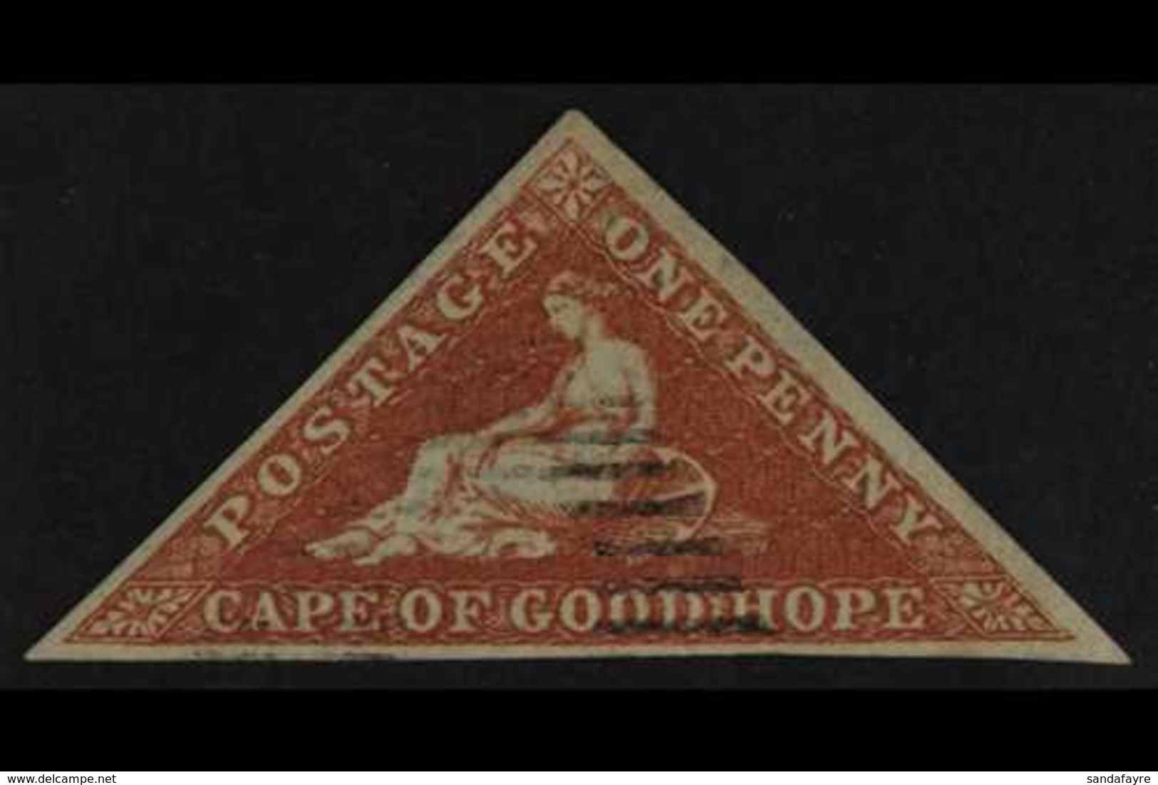 CAPE OF GOOD HOPE 1853 1d Pale Brick-red On Deeply Blued Paper, SG 1, Used With 3 Good Margins & Delightful Light Cancel - Ohne Zuordnung