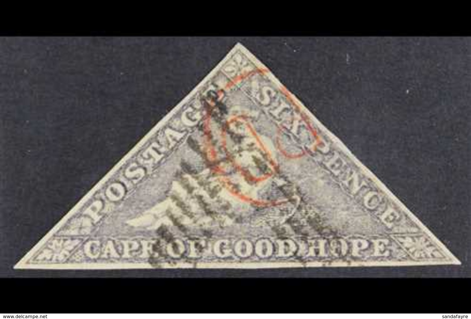 CAPE OF GOOD HOPE 1855-63 6d Slate-lilac On Blued, SG 7c, Used With 3 Neat Margins, Very Fine Part Triangular Pmk Plus " - Non Classificati