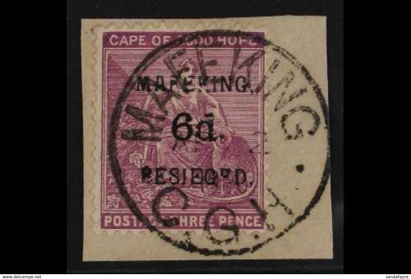 MAFEKING 1900 (23 March - 28 April) 6d On 3d Magenta Cape Of Good Hope (Cabled Anchor Wmk), SG 4, Very Fine Used Tied To - Non Classificati