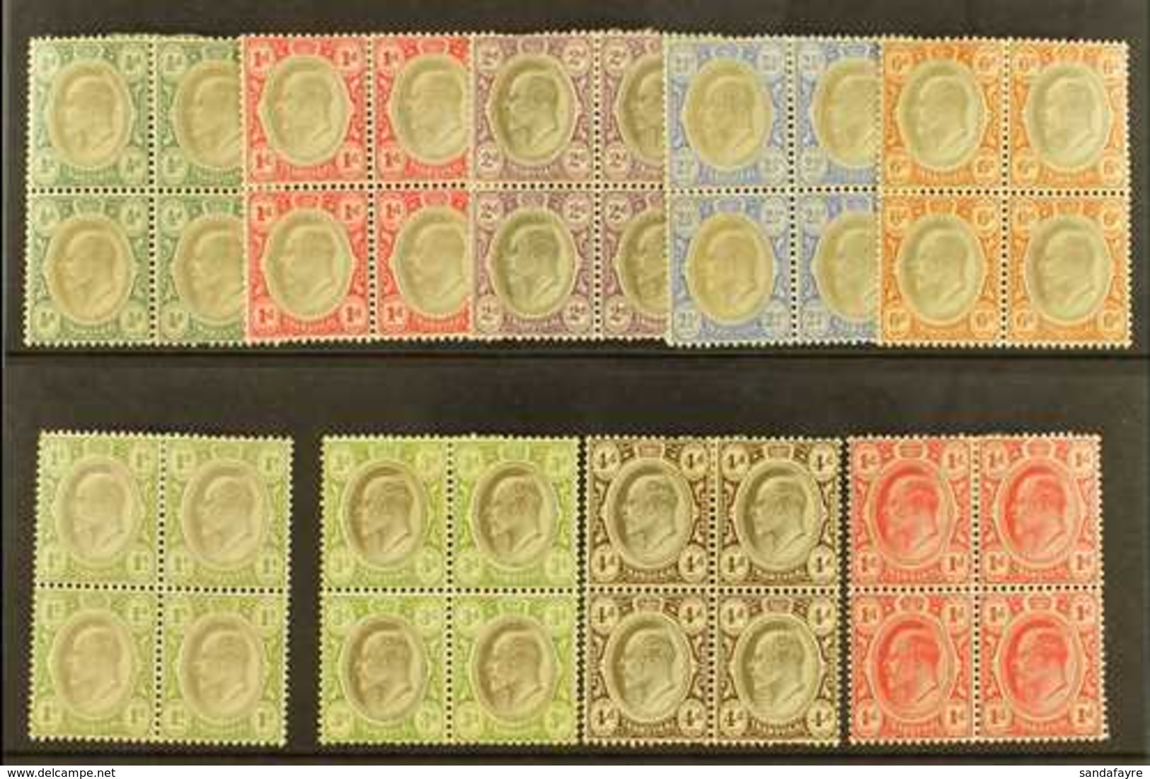 TRANSVAAL 1902-09 BLOCKS OF FOUR And Mint Group With Wmk Crown CA ½d, 1d, 2d, 2½d, 6d, And 1s, SG 244/247, 250/251, Wmk  - Ohne Zuordnung