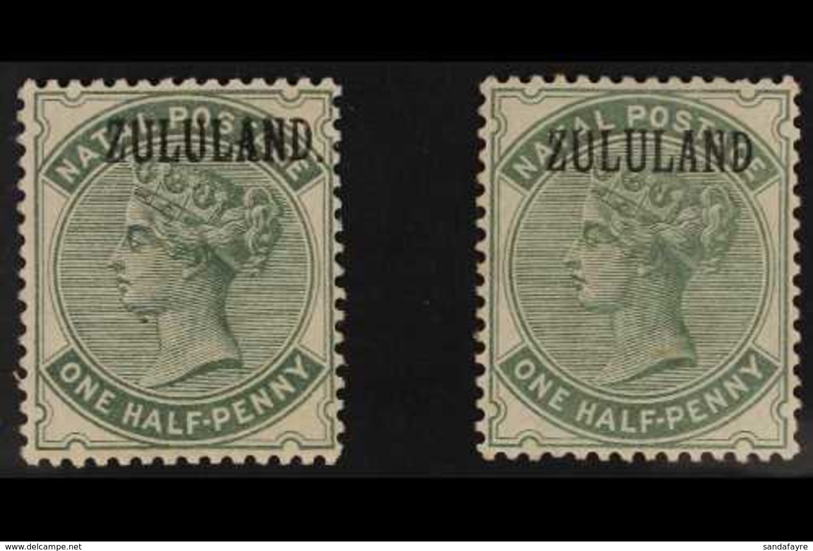 ZULULAND 1888 (Natal Overprinted) ½d Dull Green With And Without Stop, SG 12/13, Fine Mint. (2 Stamps) For More Images,  - Ohne Zuordnung