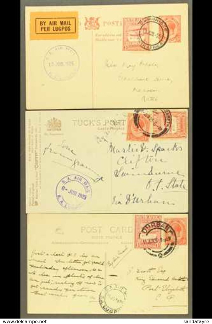 1925 (June) Three Airmail Postcards, One 1d Postal Stationery Card & Two Bearing 1d KGV Stamp, Plus All With 1d Air Stam - Unclassified