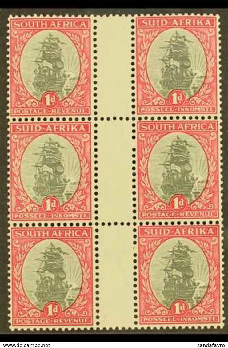 1933-48 1d Grey & Carmine, Perf.13½x14 Gutter Block Of 6, Watermark Upright, SG 56d, Never Hinged Mint. For More Images, - Ohne Zuordnung
