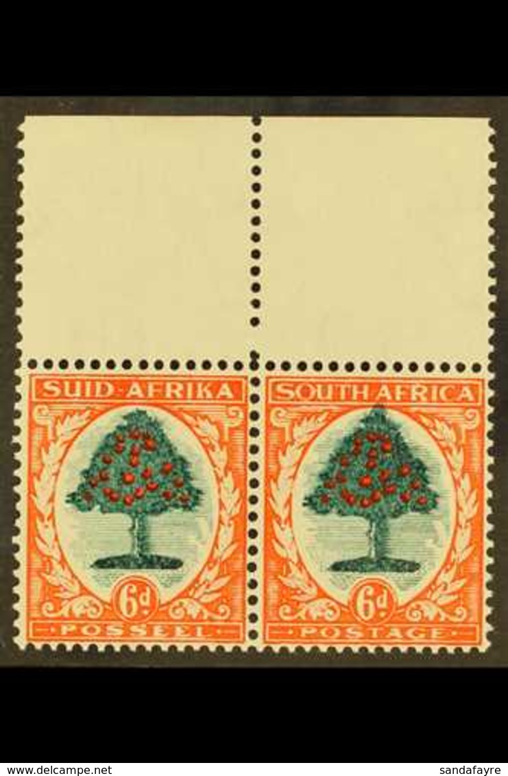 1933-48 6d Green & Vermilion, Die I, "TALL TREE" FLAW (extends Through Top Of Oval, Union Handbook V1), As SG 61, Hinged - Non Classificati