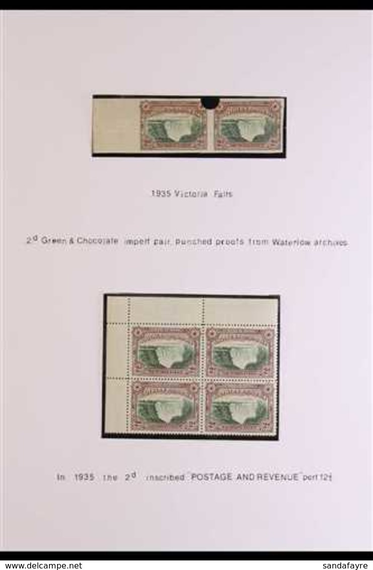 1935 VICTORIA FALLS 2d And 3d SG 35, 35b, In Corner Blocks Of 4 With 2d And 3d Imperf Pairs Of Punched Proofs And 3d Per - Southern Rhodesia (...-1964)