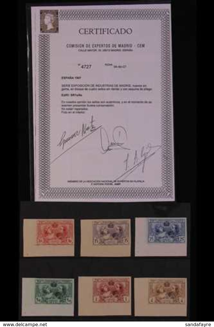 1907 Madrid Industrial Exhibition Unissued Set IMPERFORATE From The Lower-right Corner Of The Sheet, Edifil SR1s/6s, Unu - Altri & Non Classificati