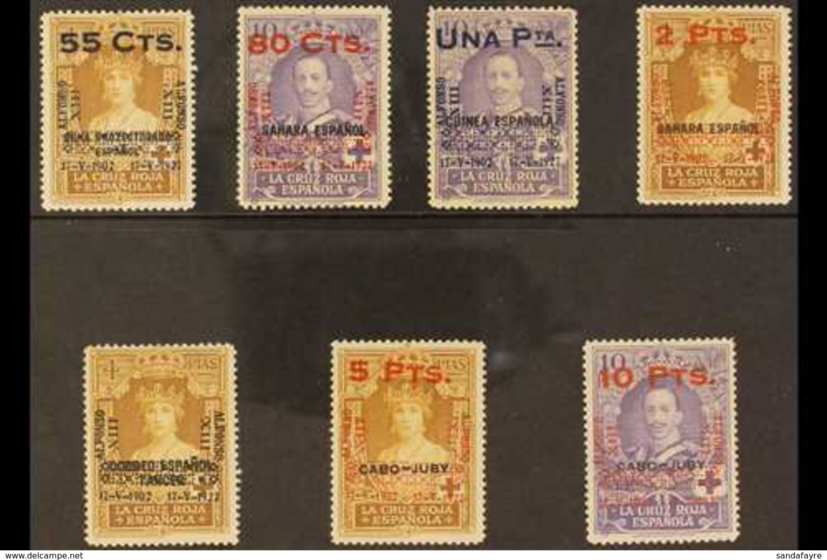 1927 25th Anniv Of Coronation Surcharges On Spanish Colonial Issues With 7 Of The 10 Issued Stamps, Edifil 392, 394/5, 3 - Altri & Non Classificati