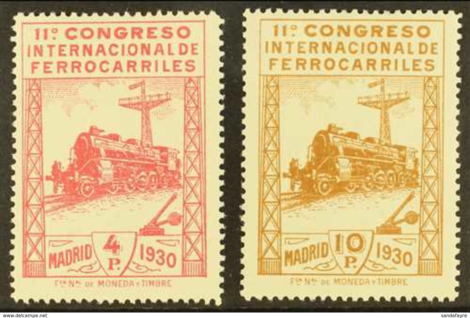 1930 4p Carmine & 10p Brown Railway Congress, Mi 455/6, SG 545/6, Fine Mint (2). For More Images, Please Visit Http://ww - Altri & Non Classificati