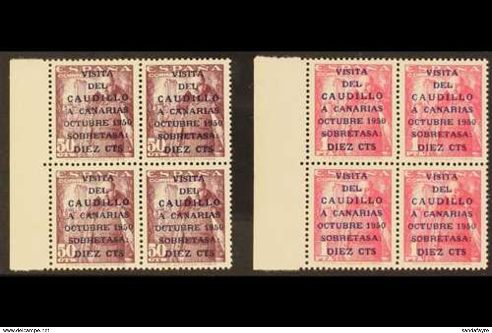 1950 General Franco's Canary Island Visit Set With 16½mm Overprints, SG 1149A/50A (Edifil 1083A/B), Never Hinged Mint BL - Sonstige & Ohne Zuordnung