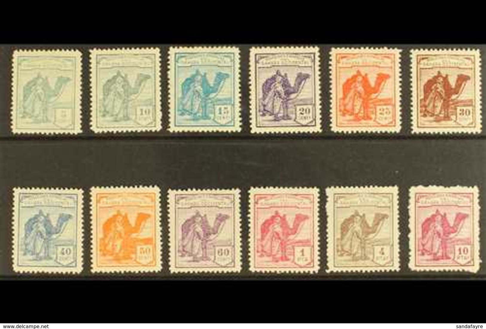 SAHARA 1924 Tuareg And Camel A.000,000 SPECIMEN Set Complete, SG 1/12 (Edifil 1N/12N, Very Fine Mint (12 Stamps) For Mor - Altri & Non Classificati