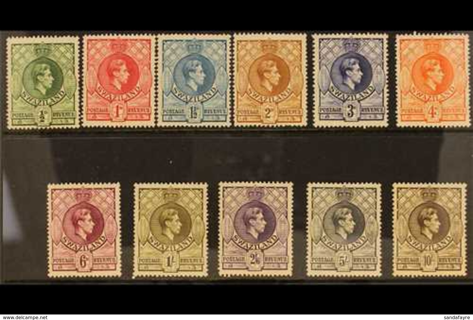 1938-54 KGVI Definitives Complete "basic" Set, SG 28/38a, Never Hinged Mint. (11 Stamps) For More Images, Please Visit H - Swasiland (...-1967)