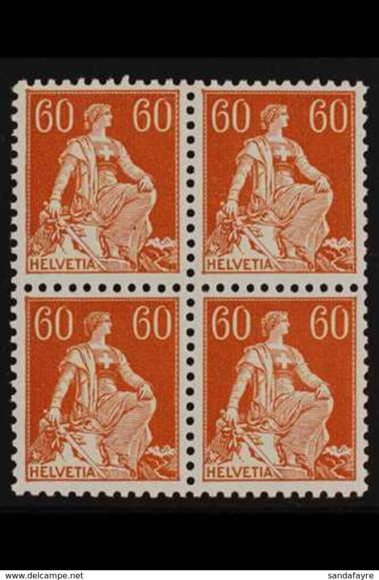 1915-40 60c Orange Brown, Chalk Paper, Grilled Gum, Mi 140z, SG 241a, BLOCK OF 4, Never Hinged Mint (4 Stamps) For More  - Sonstige & Ohne Zuordnung