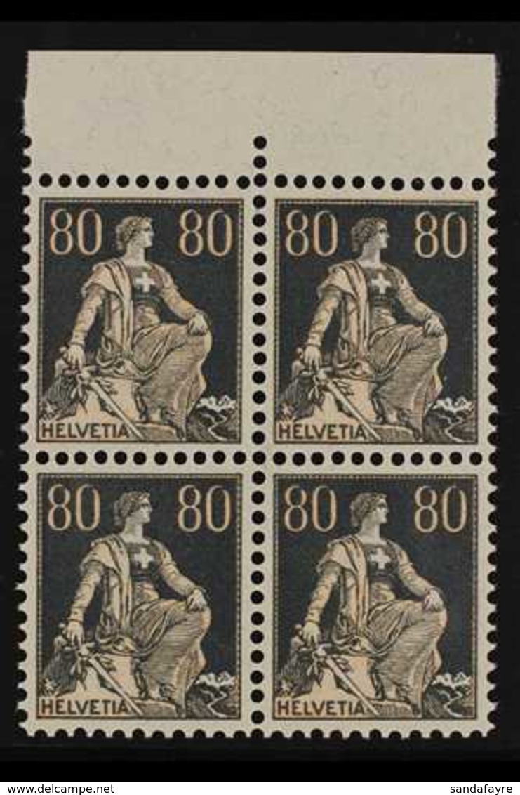 1915-40 80c Buff & Olive Grey, Smooth Gum, Mi 141x, SG 244b, BLOCK OF 4, Never Hinged Mint (4 Stamps) For More Images, P - Altri & Non Classificati